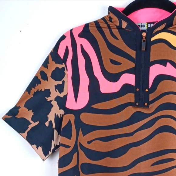 JAMIE SADOCK OUTRAGEOUSLY STUNNING SPORTY ANIMAL PRINT ACTIVE WEAR BIKING TOP - Picture 2 of 12